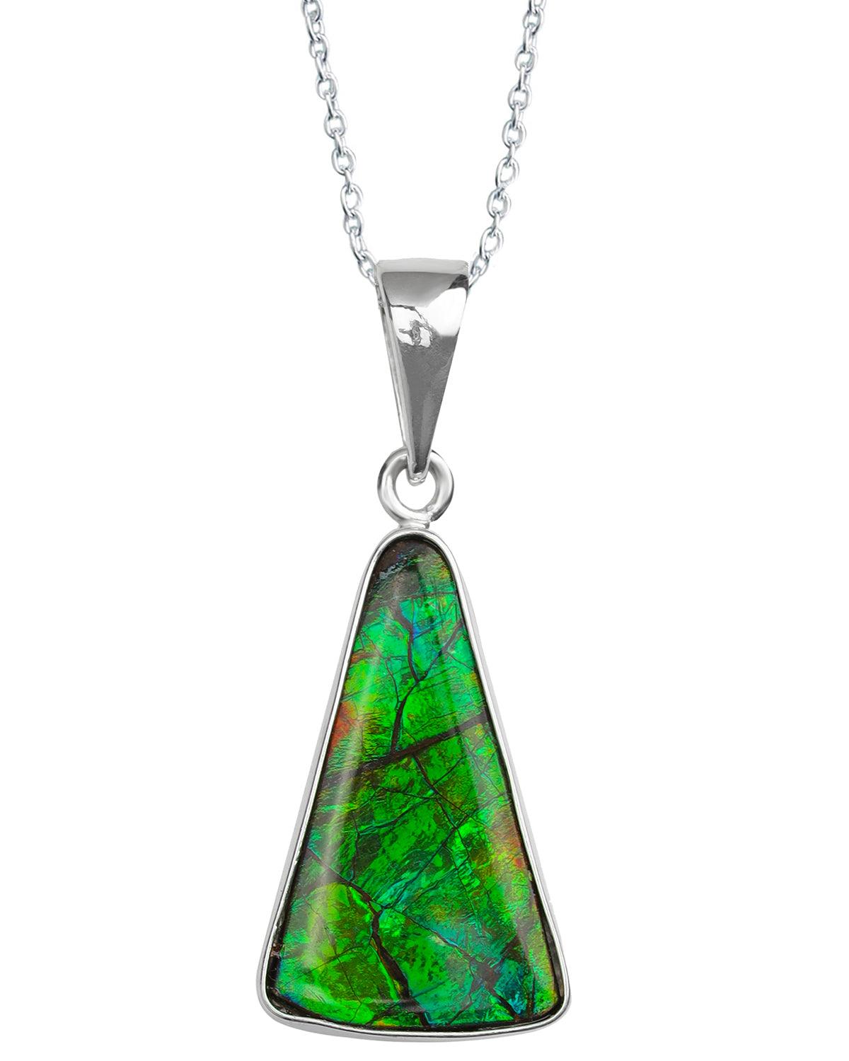 6.50 Ct. Ammolite 925 Sterling Silver Necklace Pendant Jewelry - YoTreasure