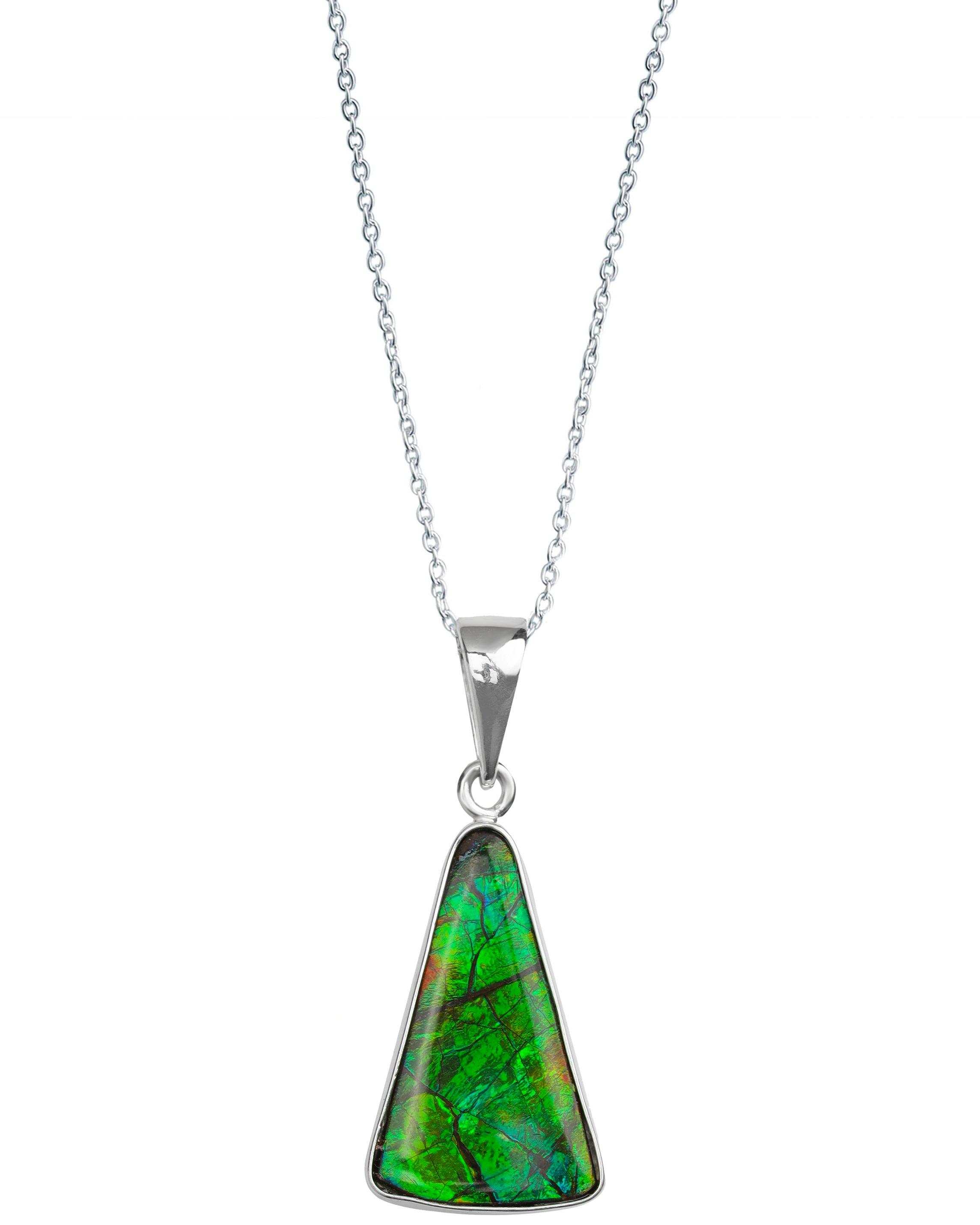 6.50 Ct. Ammolite 925 Sterling Silver Necklace Pendant Jewelry - YoTreasure