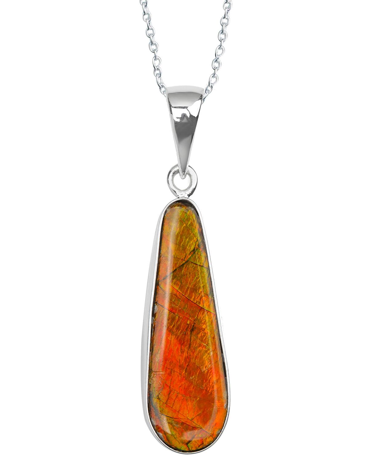 7 Ct. Ammolite 925 Sterling Silver Necklace Pendant Jewelry - YoTreasure