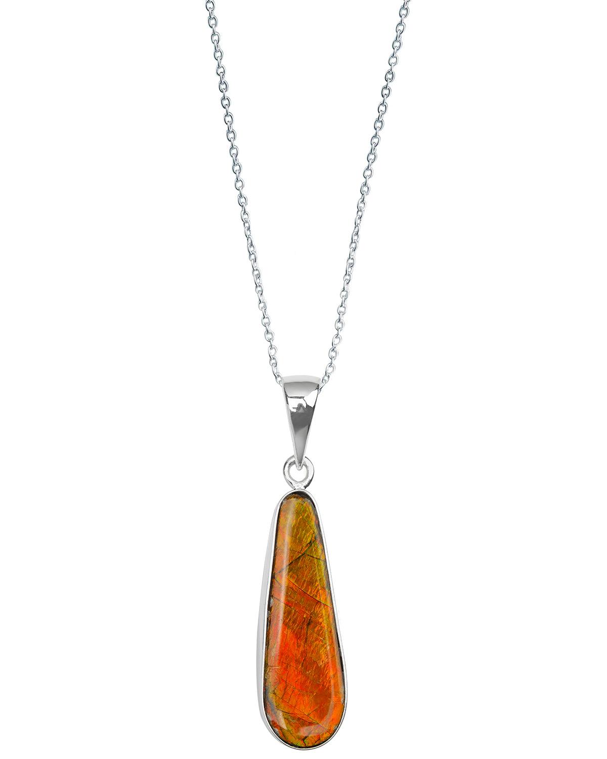 7 Ct. Ammolite 925 Sterling Silver Necklace Pendant Jewelry - YoTreasure