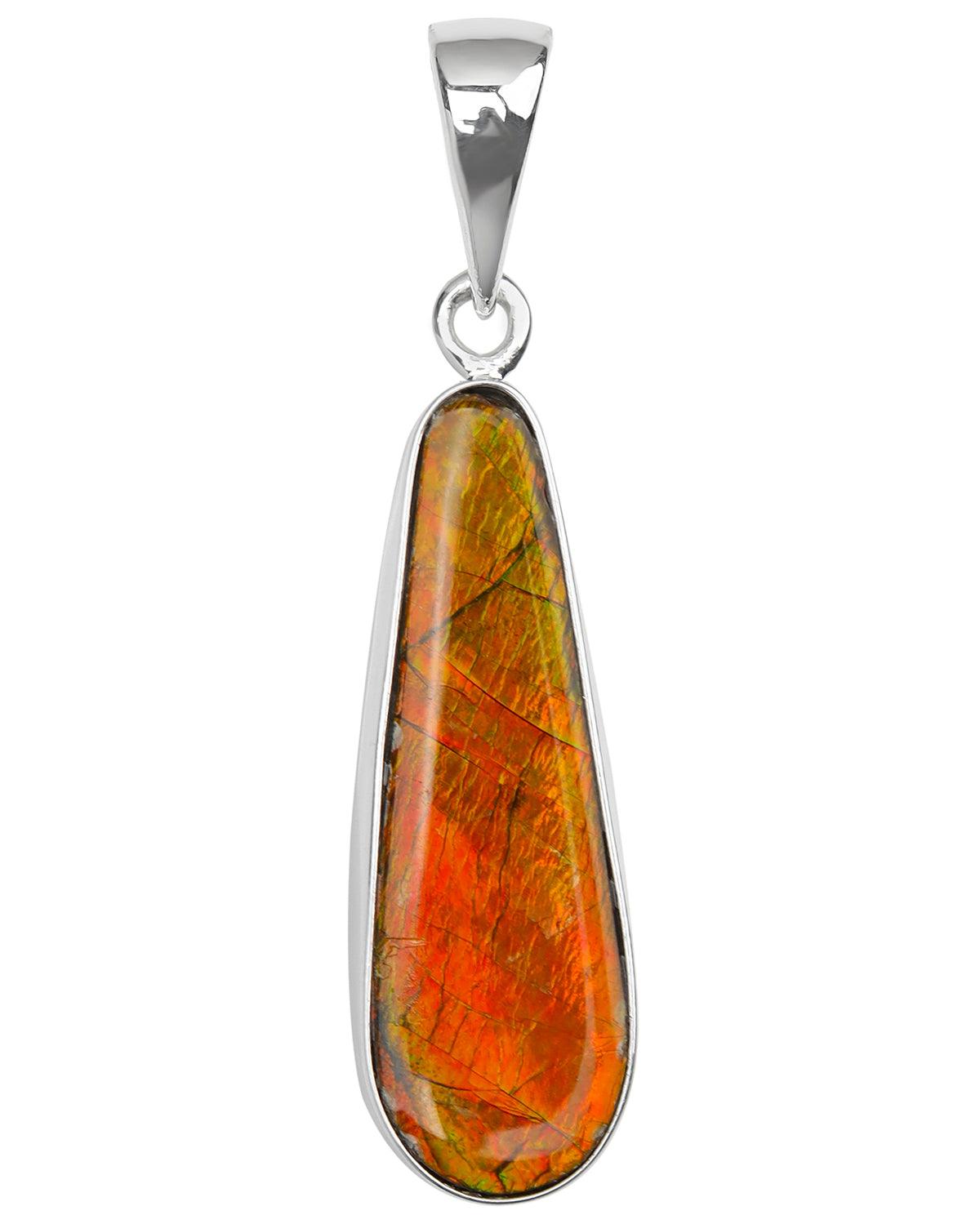 7 Ct. Ammolite 925 Sterling Silver Necklace Pendant Jewelry - YoTreasure