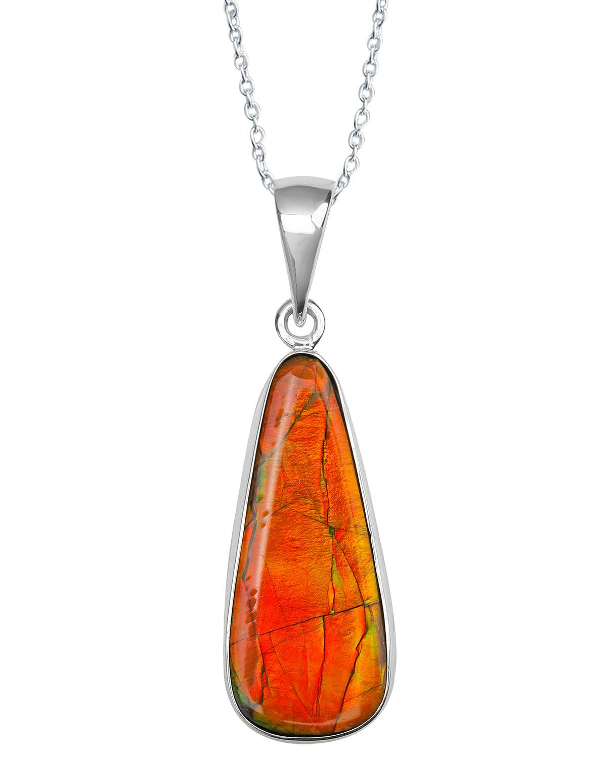 7.90 Ct. Ammolite 925 Sterling Silver Necklace Pendant Jewelry - YoTreasure