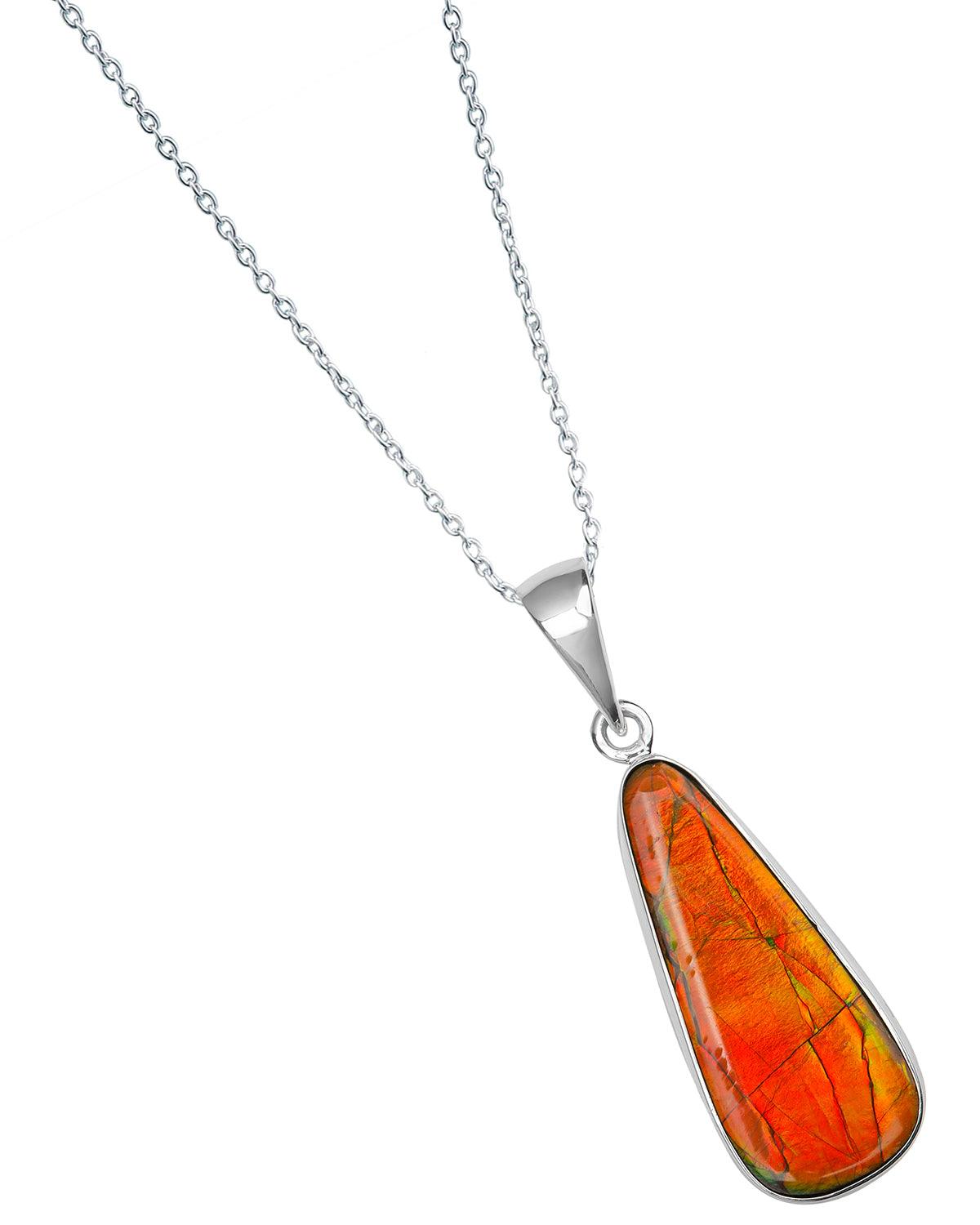 7.90 Ct. Ammolite 925 Sterling Silver Necklace Pendant Jewelry - YoTreasure