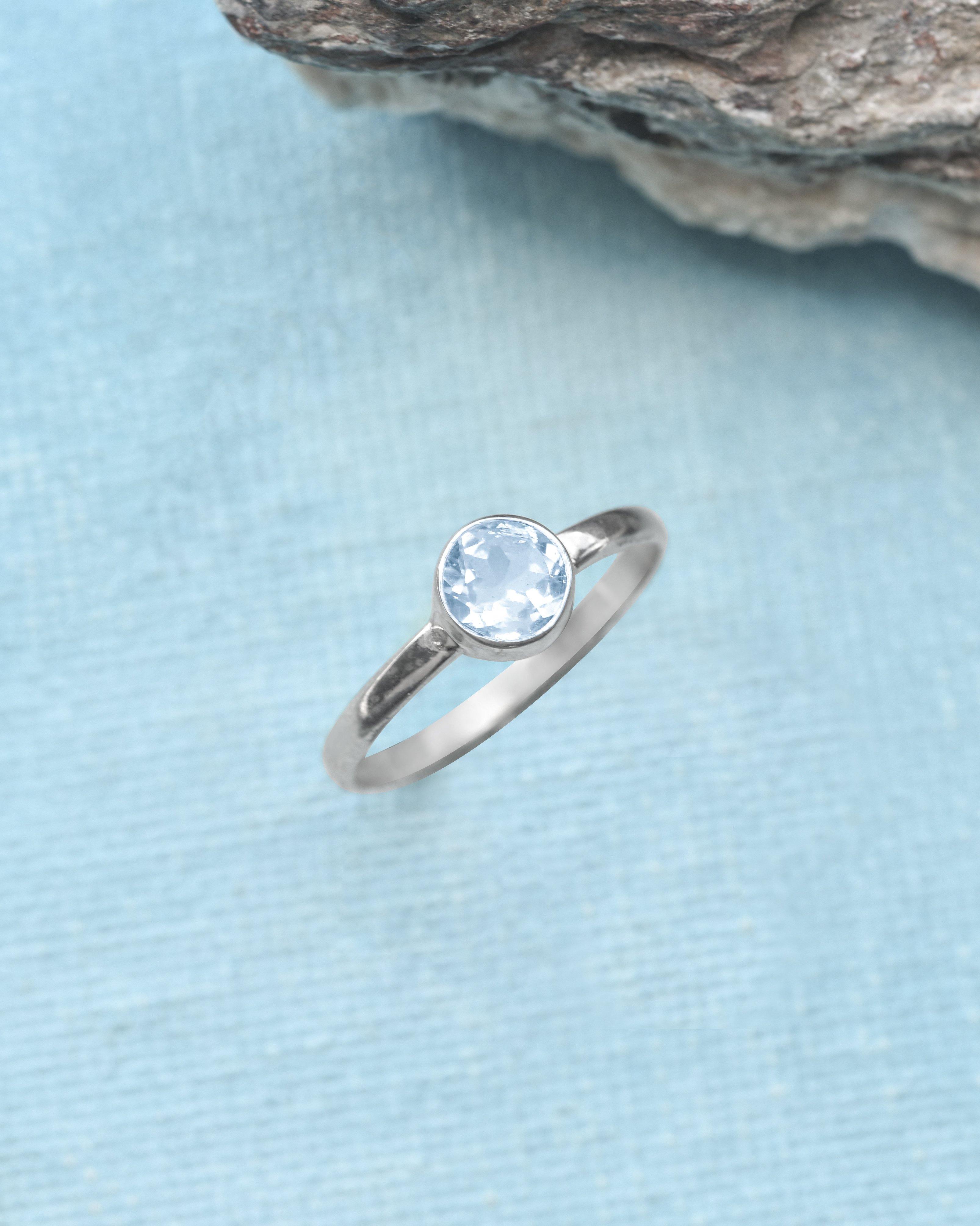 Blue Topaz Solid 925 Sterling Silver Ring Jewelry - YoTreasure