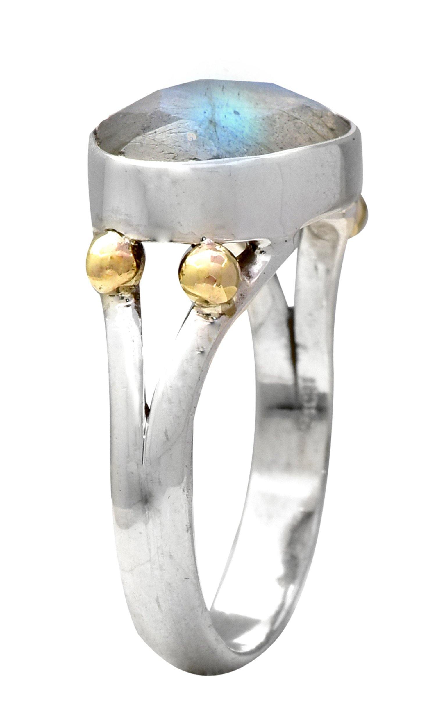 Labradorite Solid 925 Sterling Silver Brass Ring Jewelry - YoTreasure