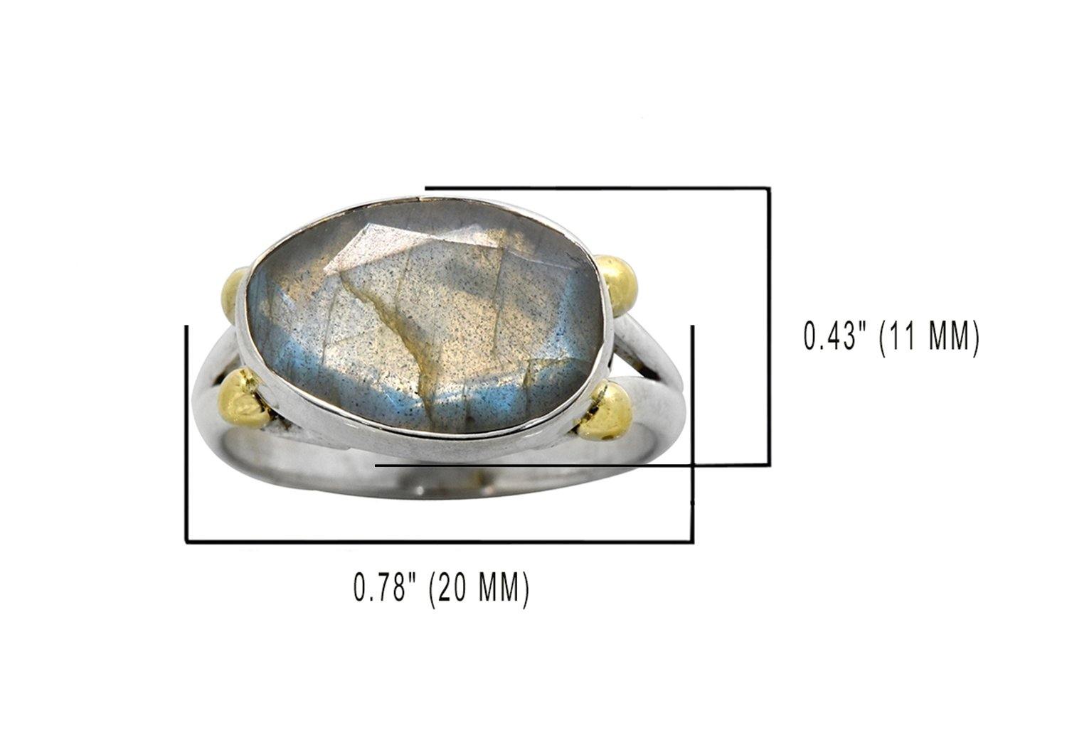 Labradorite Solid 925 Sterling Silver Brass Ring Jewelry - YoTreasure