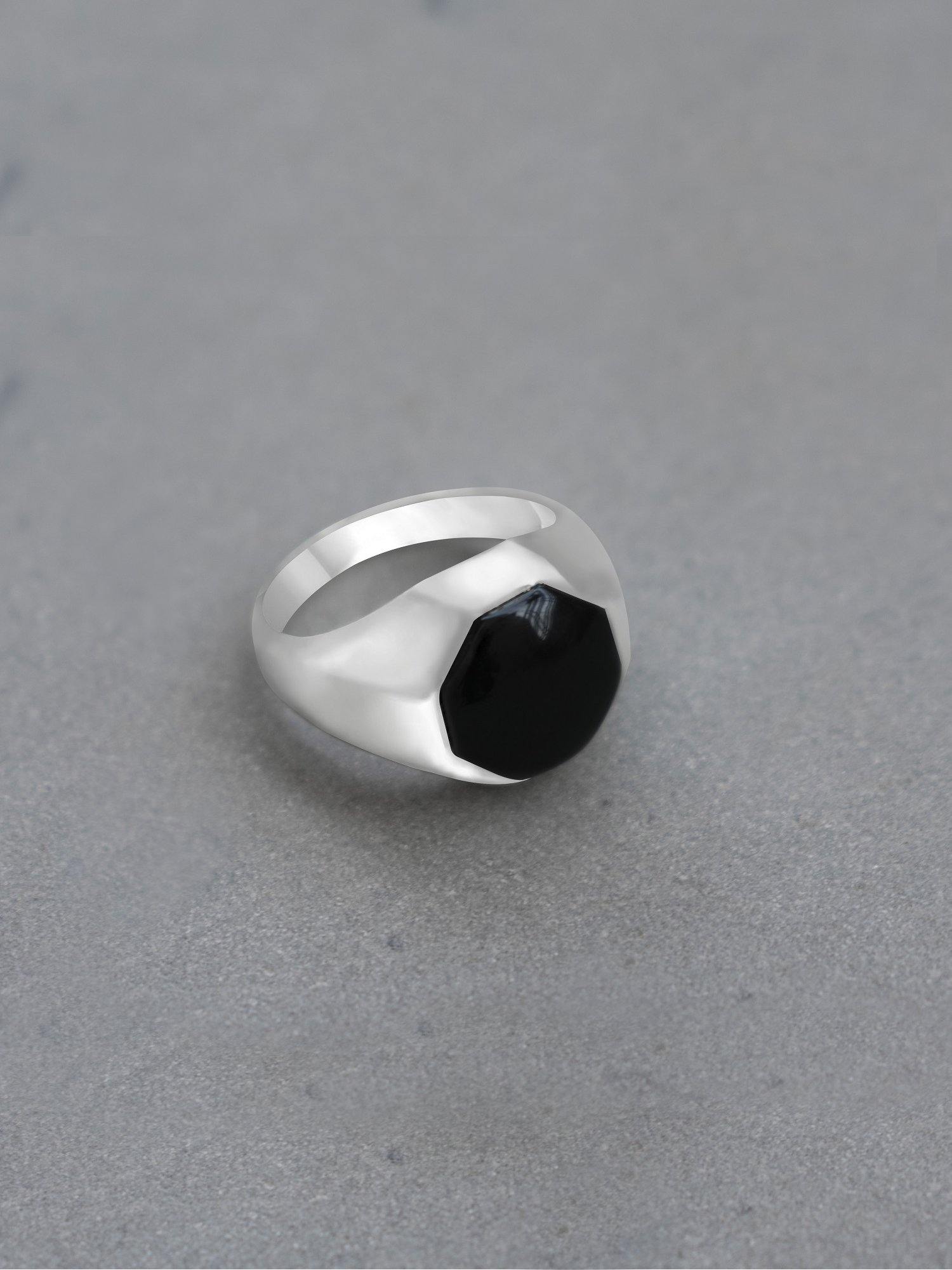 Octagon Black Onyx Solid 925 Sterling Silver Solitaire Ring Men's Jewelry - YoTreasure