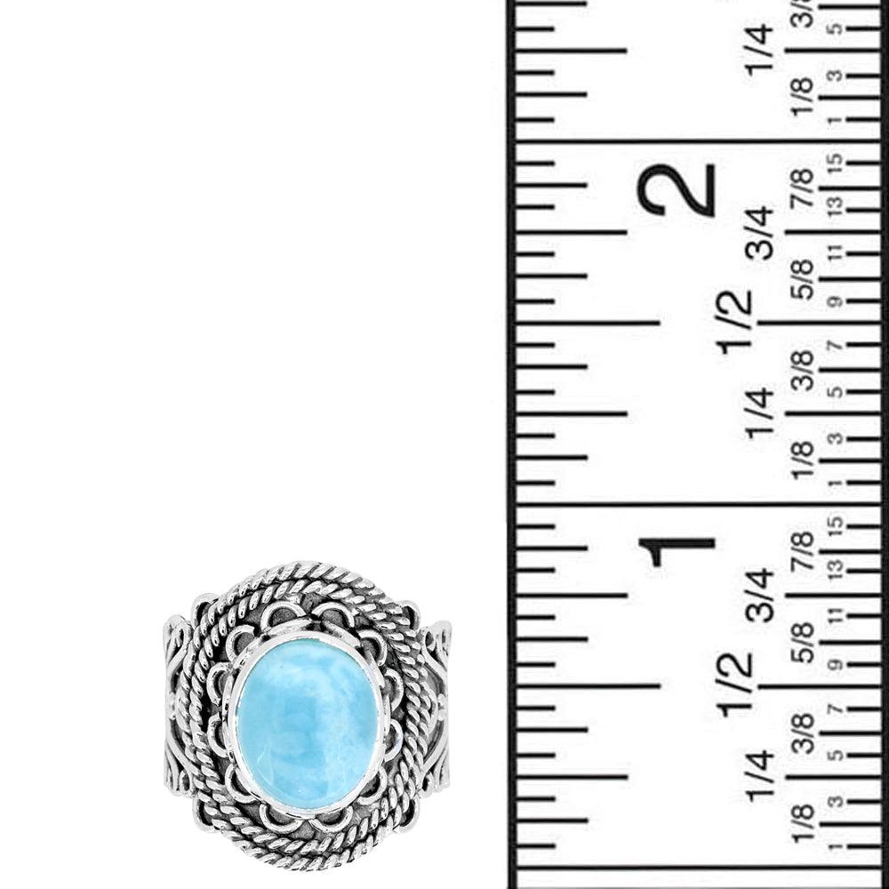 Natural Larimar Solid 925 Sterling Silver Designer Ring Jewelry - YoTreasure