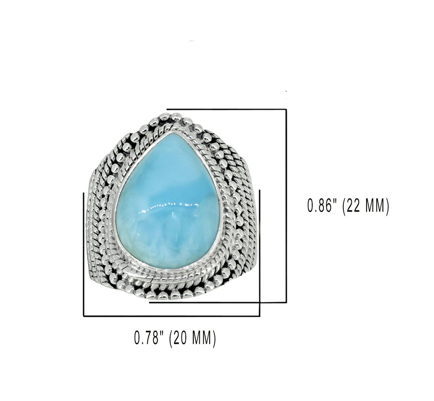 Natural Larimar Solid 925 Sterling Silver Designer Ring Jewelry - YoTreasure