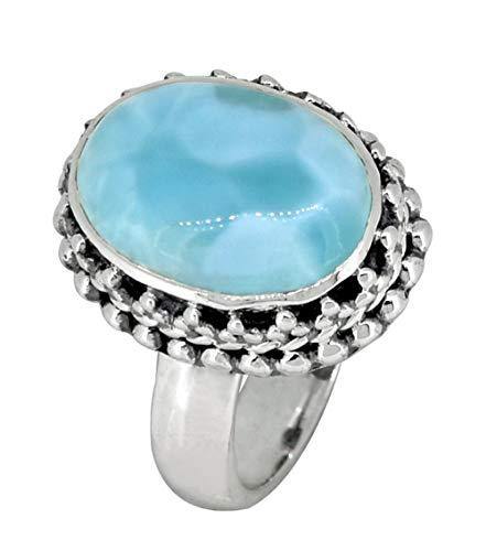 Larimar Solid 925 Sterling Silver Ring Jewelry - YoTreasure