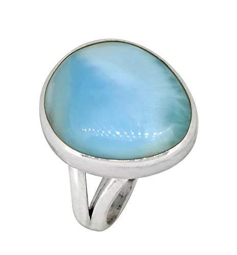 Solid 925 Sterling Silver Natural Larimar Ring - YoTreasure