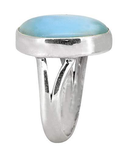 Solid 925 Sterling Silver Natural Larimar Ring - YoTreasure