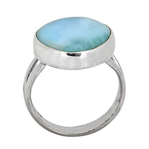 Solid 925 Sterling Silver Natural Larimar Ring - YoTreasure