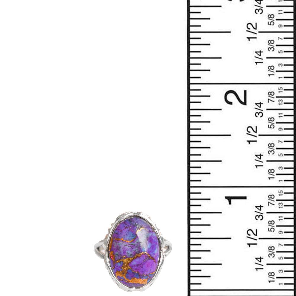Purple Copper Turquoise Solid 925 Sterling Silver Ring Jewelry - YoTreasure