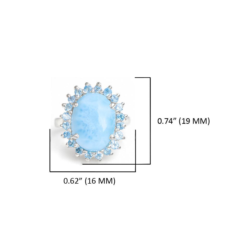 Larimar Blue Topaz Solid 925 Sterling Silver Ring - YoTreasure