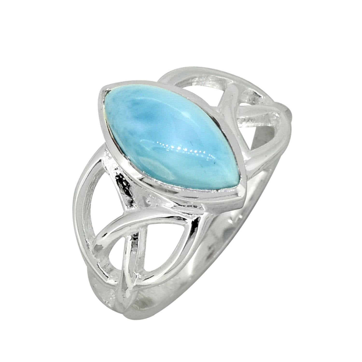 Natural Larimar Solid 925 Sterling Silver Ring Jewelry - YoTreasure