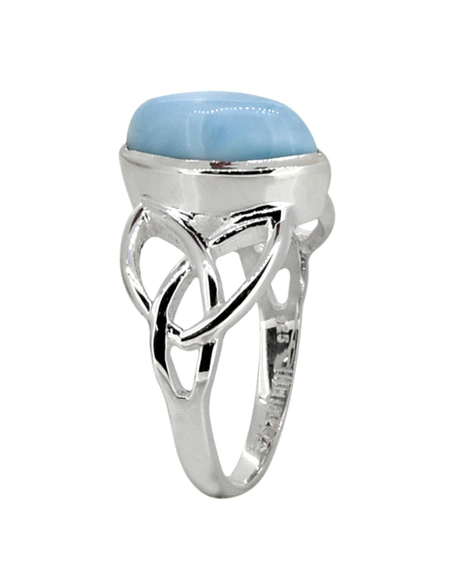 Natural Larimar Solid 925 Sterling Silver Ring Jewelry - YoTreasure
