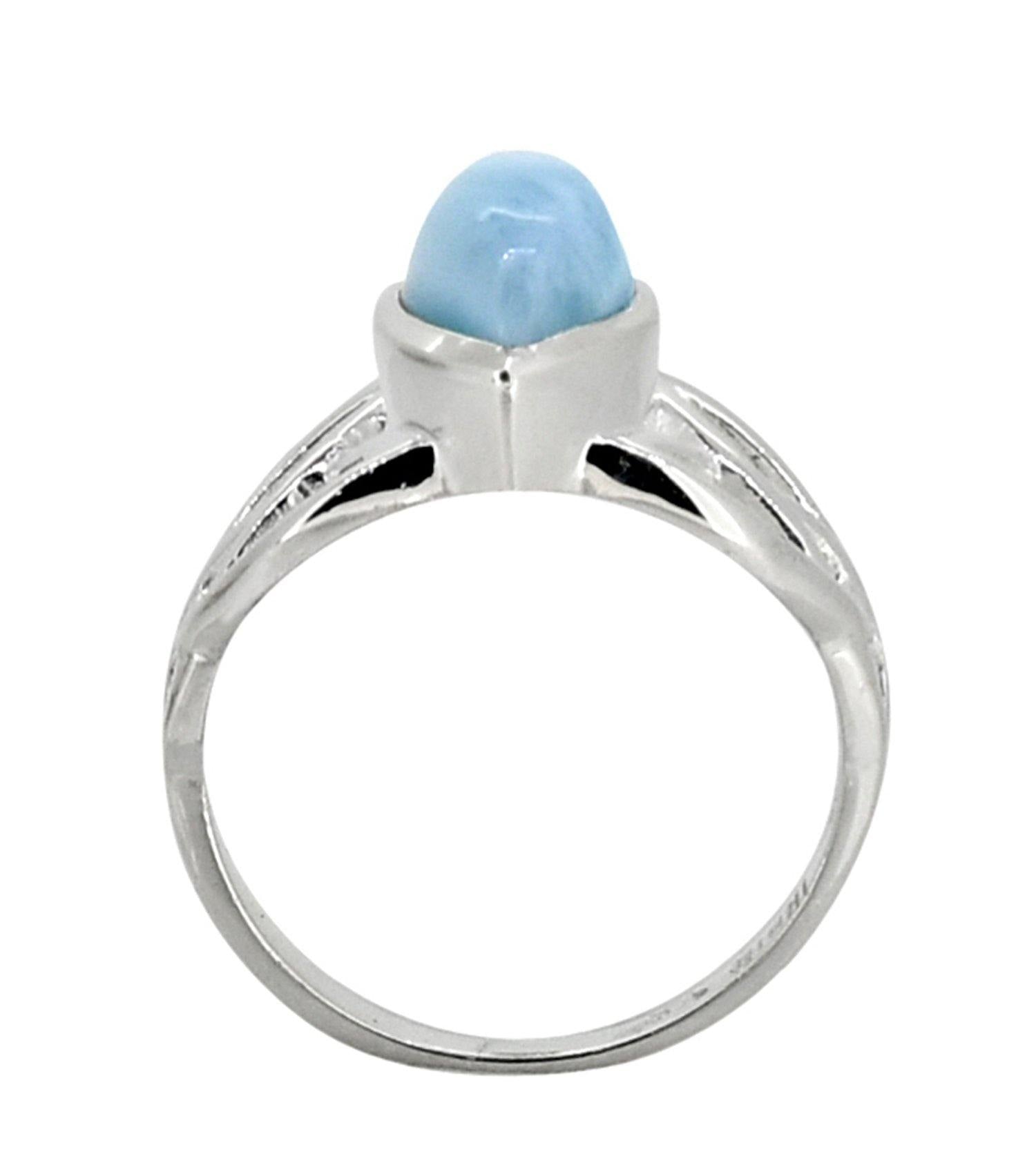 Natural Larimar Solid 925 Sterling Silver Ring Jewelry - YoTreasure