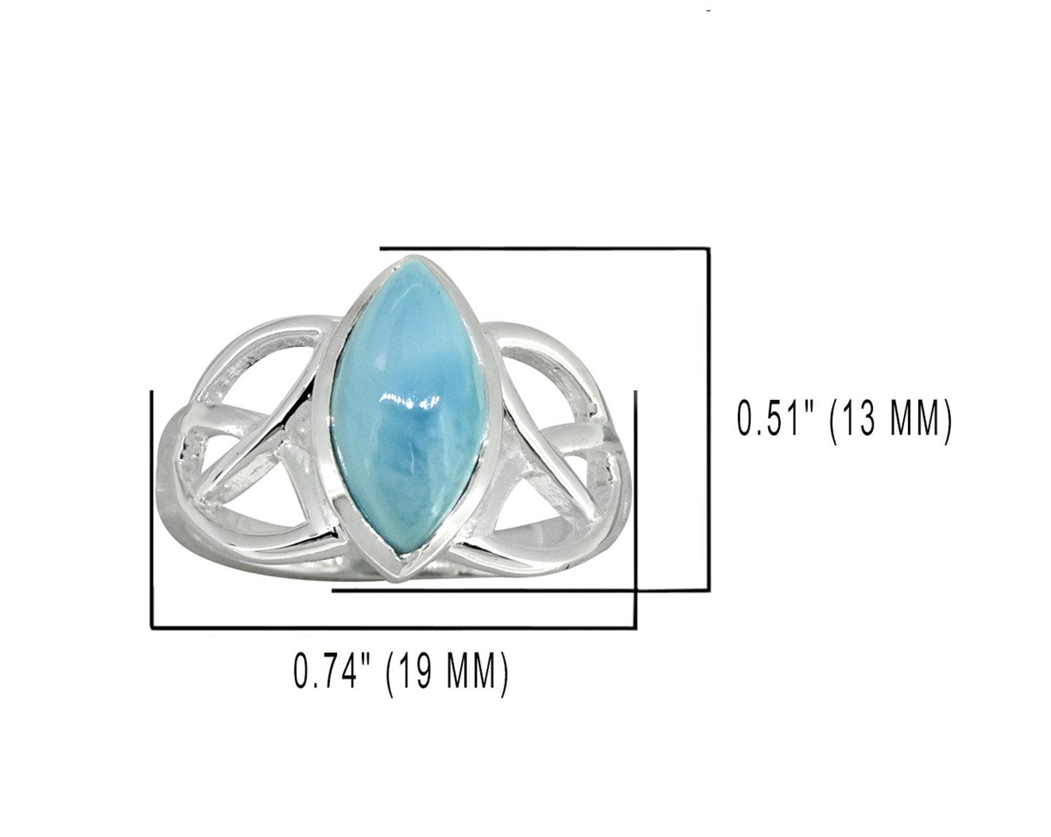 Natural Larimar Solid 925 Sterling Silver Ring Jewelry - YoTreasure