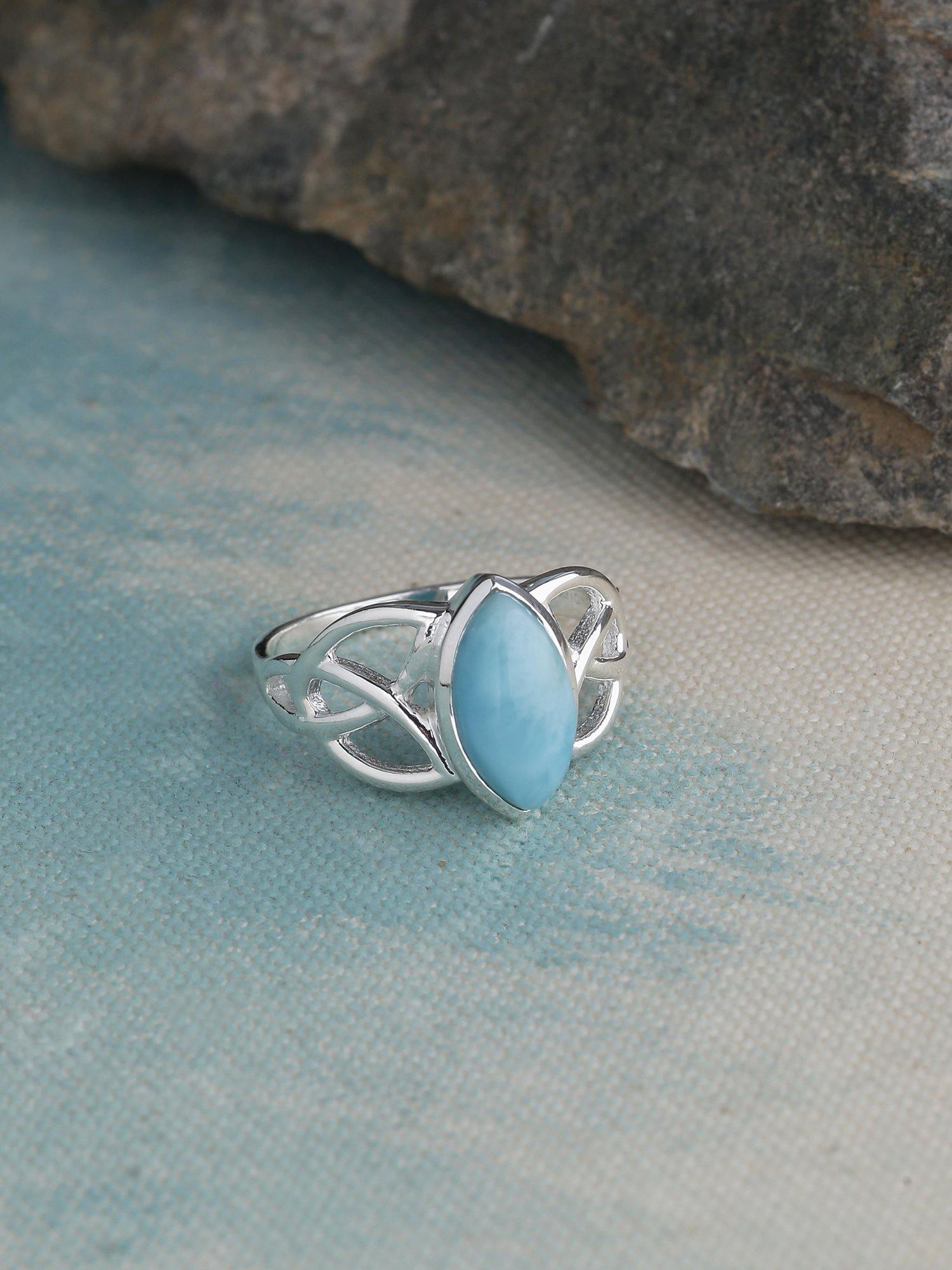 Yotreasure | Natural Larimar Solid 925 Sterling Silver Stud Earrings