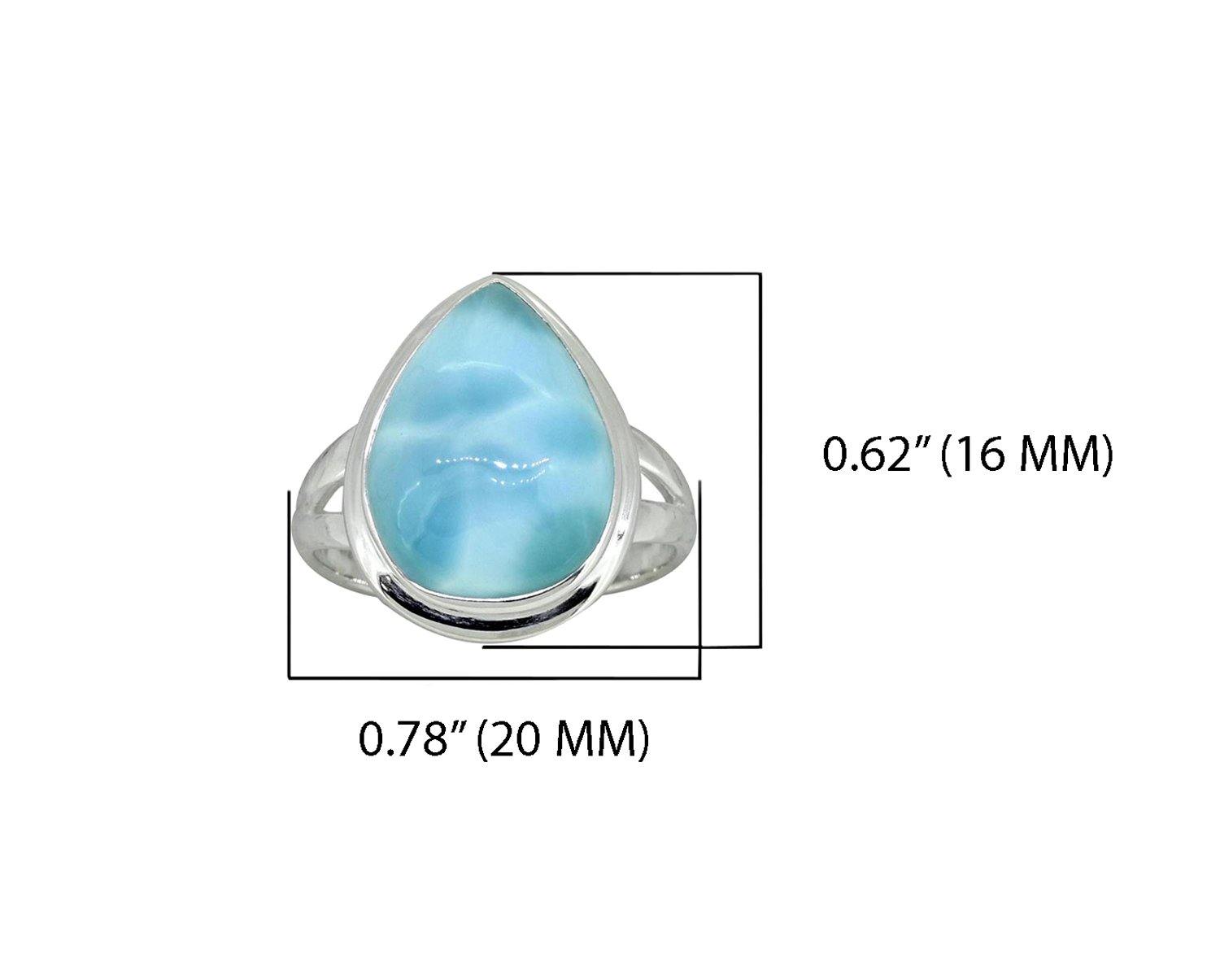 Larimar Solid 925 Sterling Silver Teardrop Split Shank Ring - YoTreasure