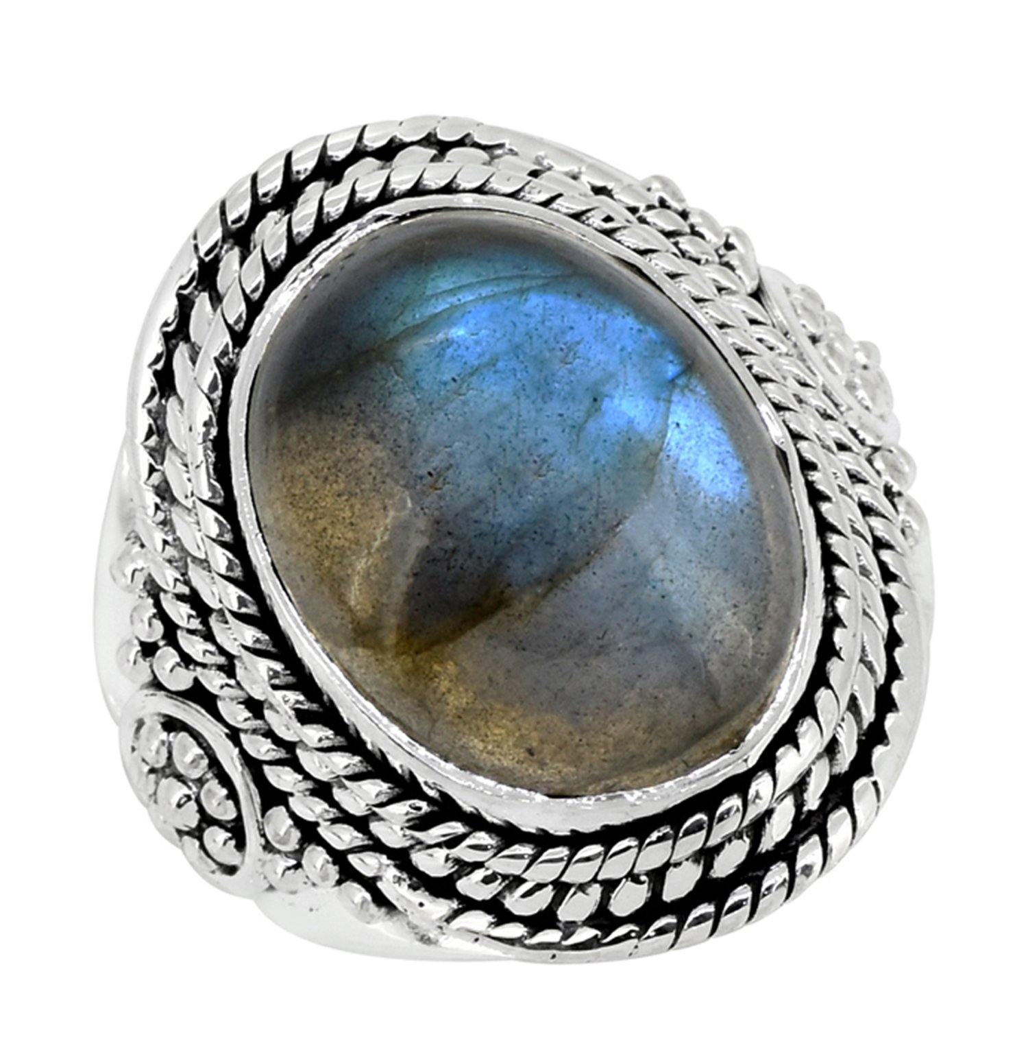 Labradorite Solid 925 Sterling Silver Ring Jewelry - YoTreasure