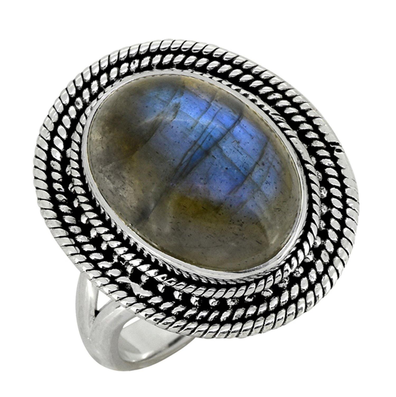 Labradorite Solid 925 Sterling Silver Ring Jewelry - YoTreasure