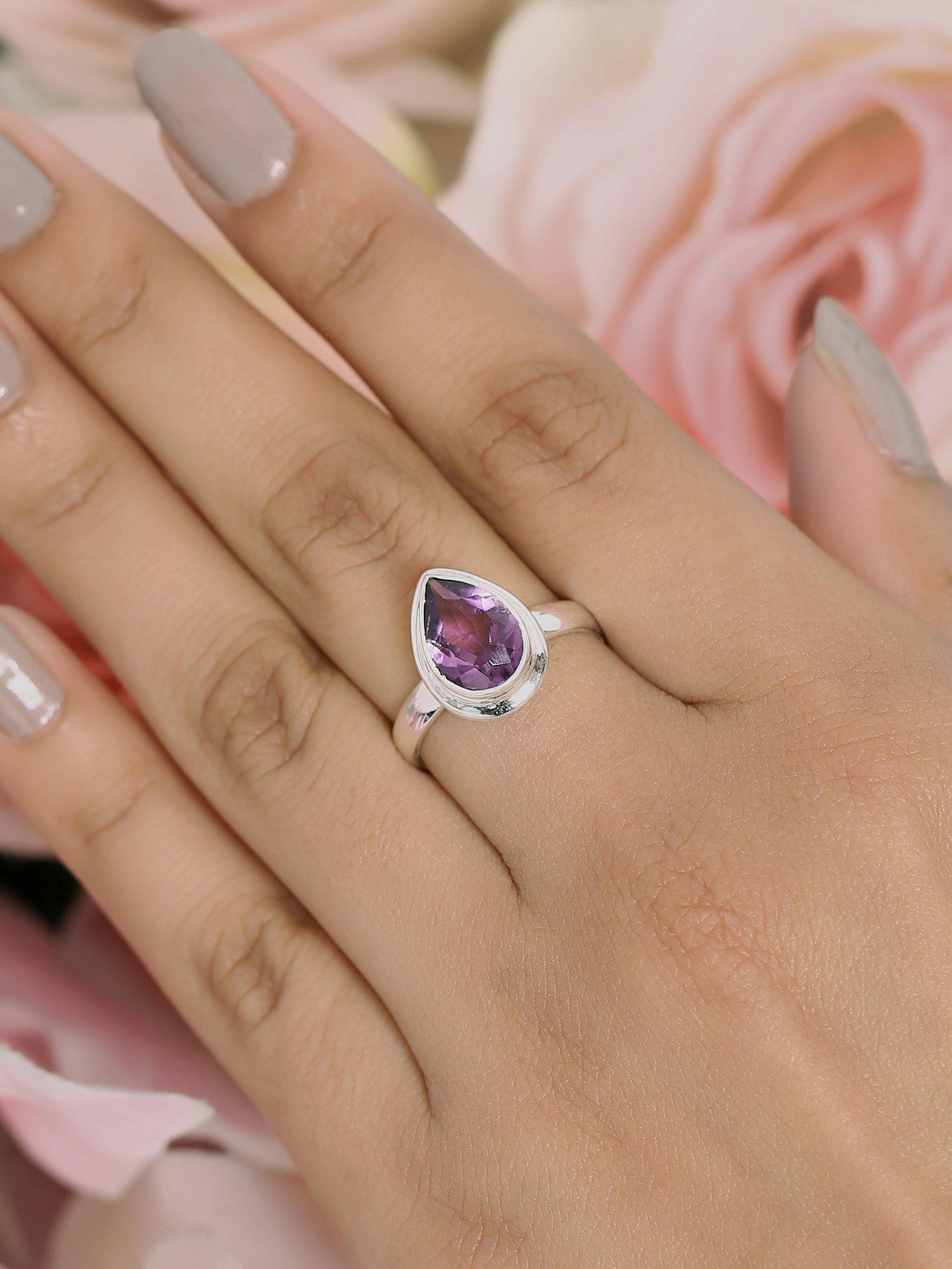 Amethyst Solid 925 Sterling Silver Ring Jewelry - YoTreasure