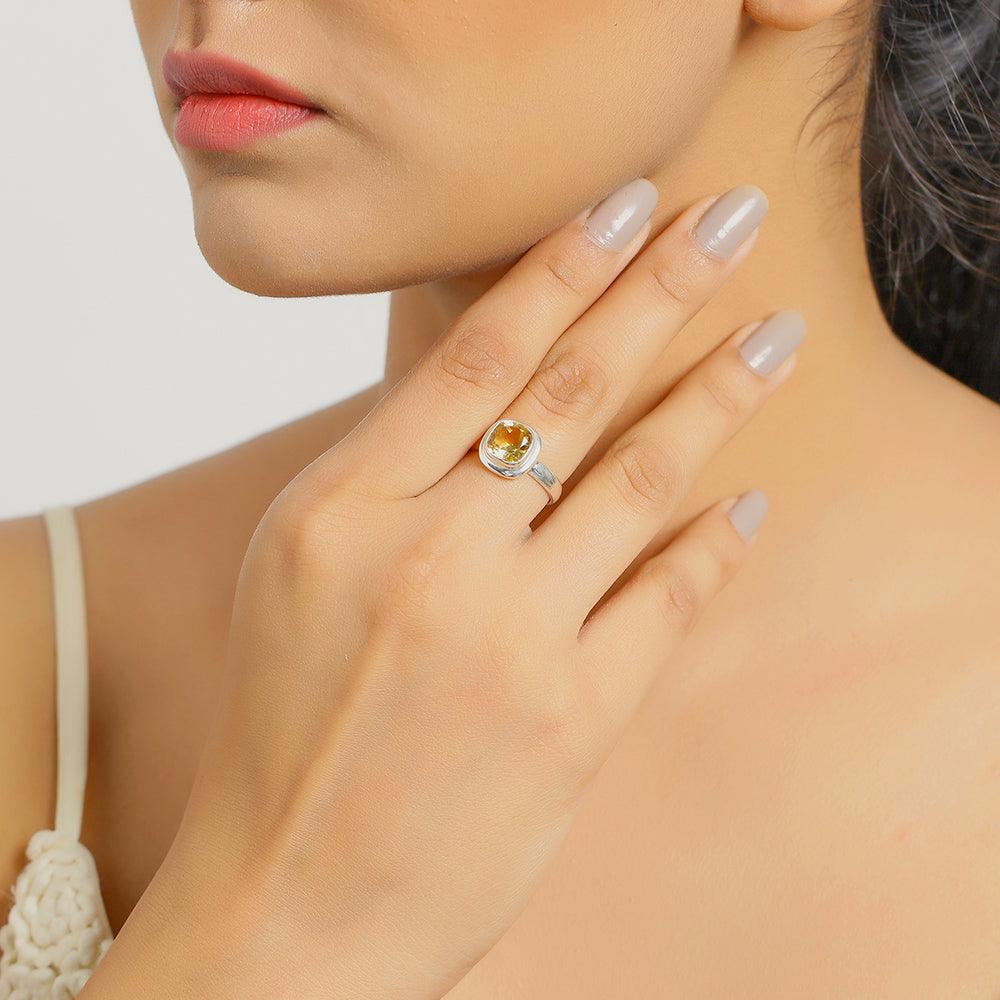 Citrine Solid 925 Sterling Silver Ring Jewelry - YoTreasure