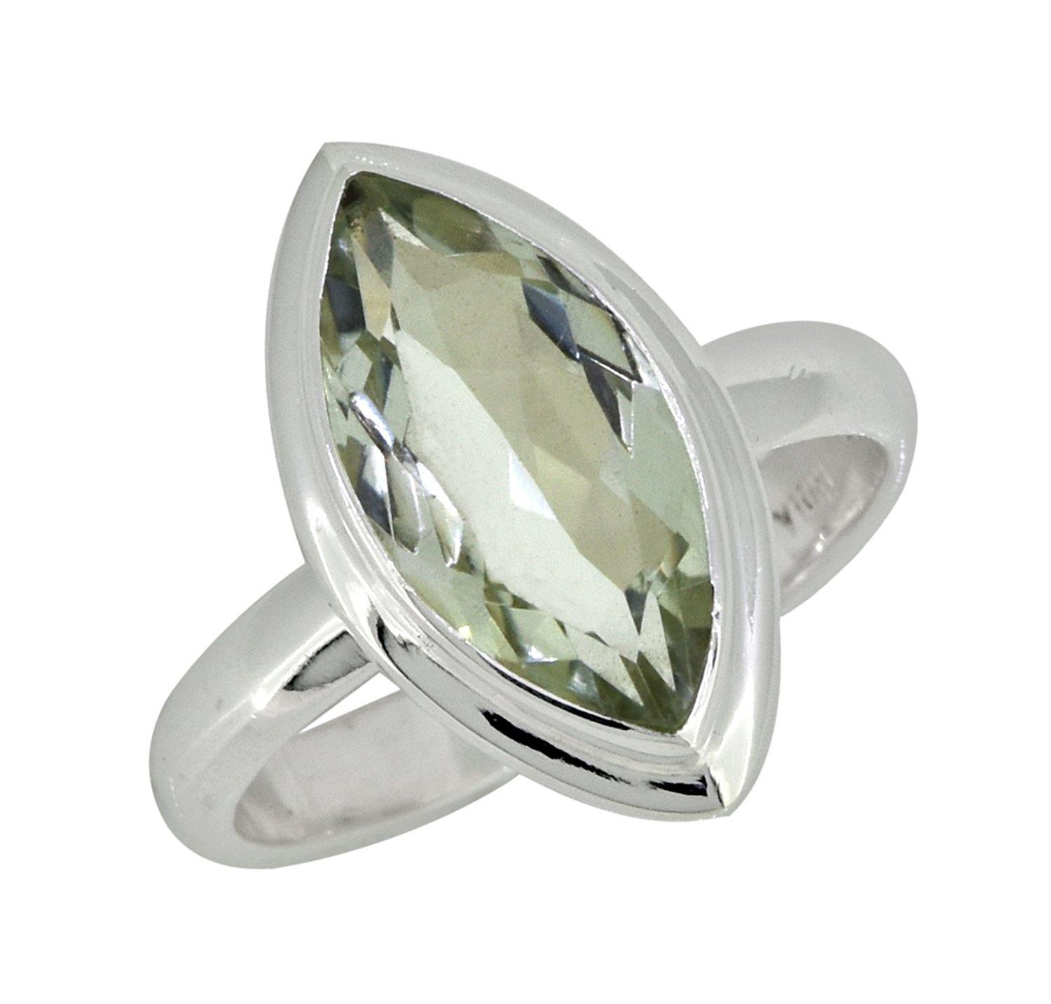 Green Amethyst Solid 925 Sterling Silver Ring Jewelry - YoTreasure