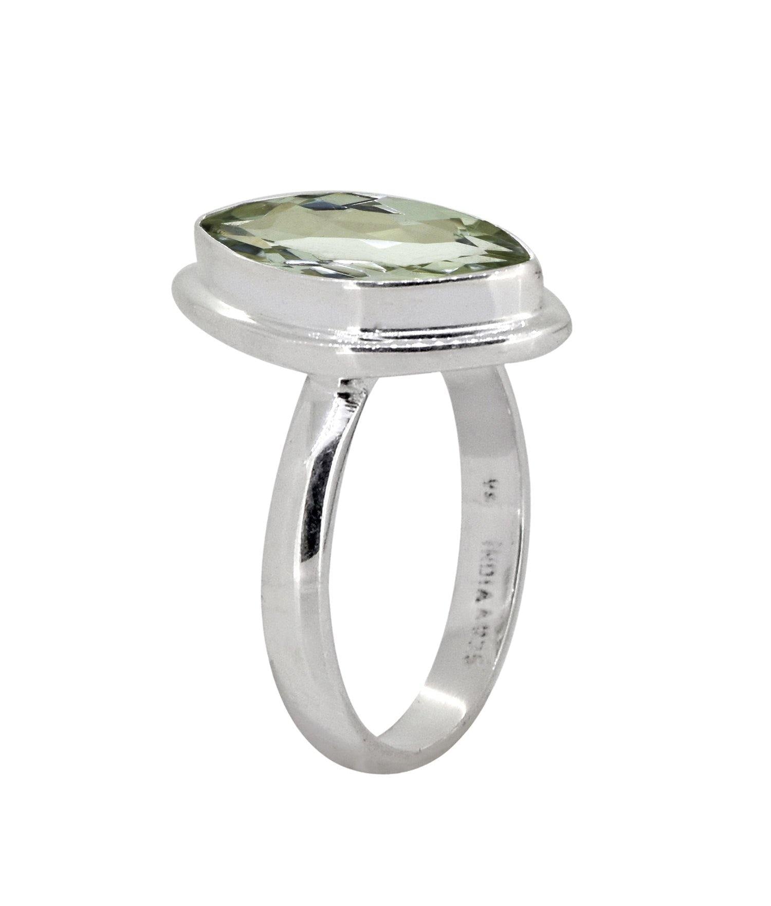 Green Amethyst Solid 925 Sterling Silver Ring Jewelry - YoTreasure