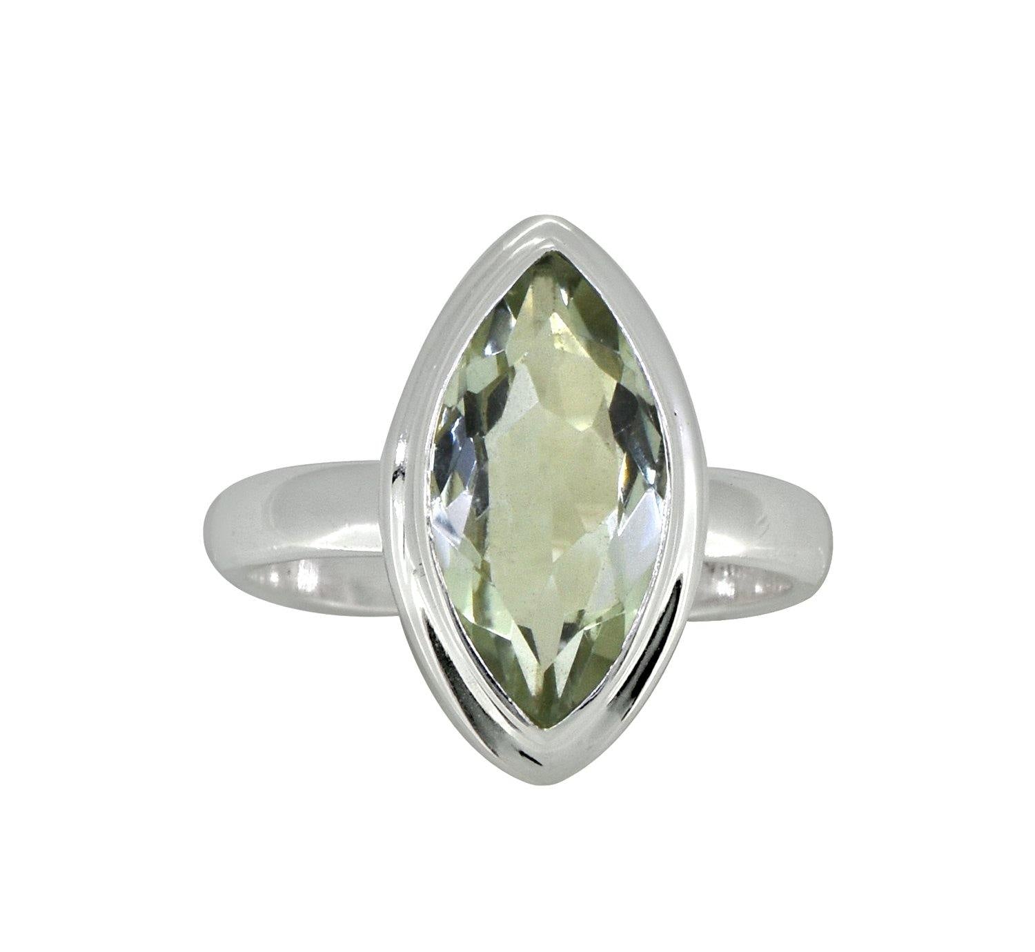 Green Amethyst Solid 925 Sterling Silver Ring Jewelry - YoTreasure