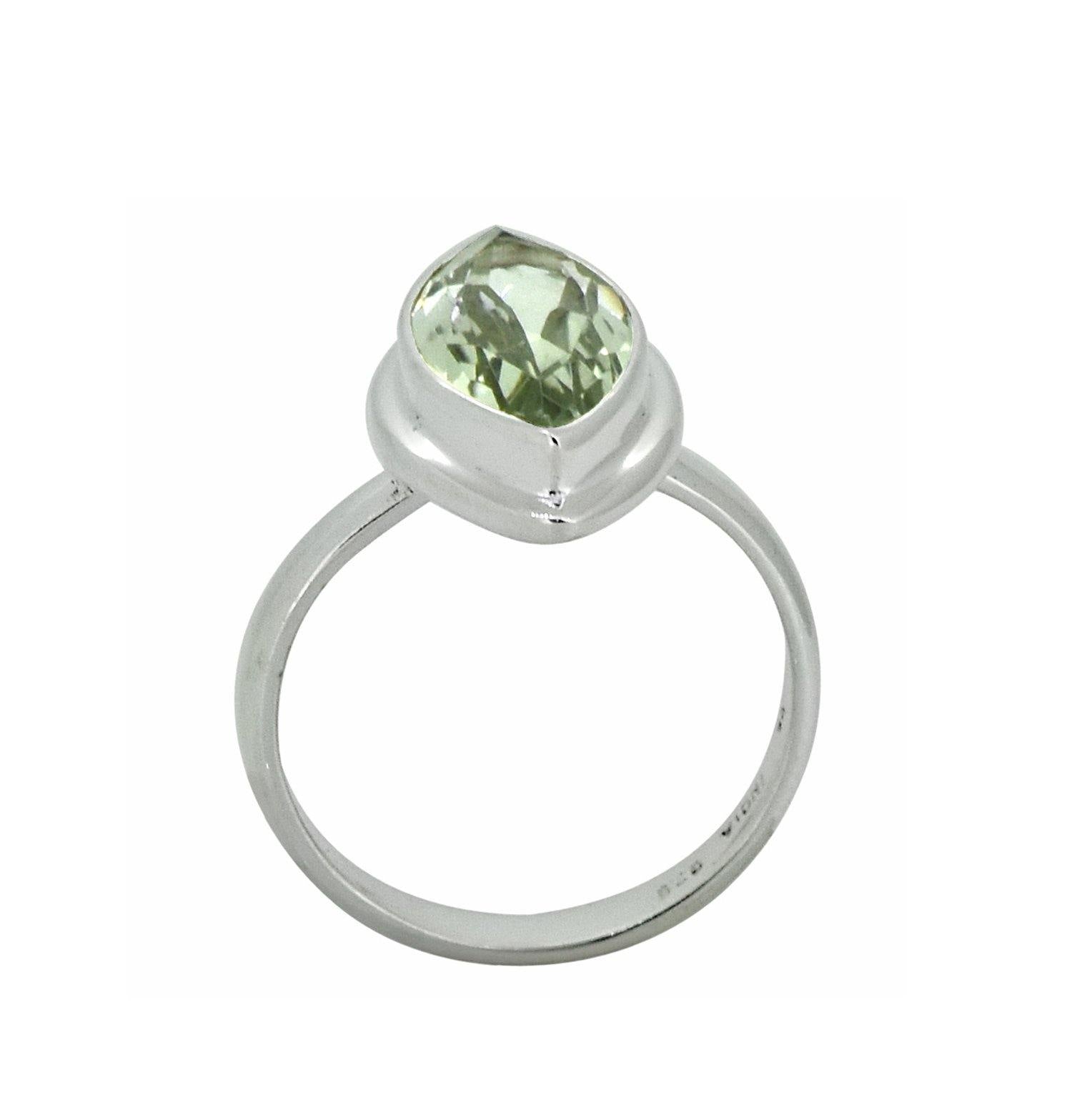 Green Amethyst Solid 925 Sterling Silver Ring Jewelry - YoTreasure