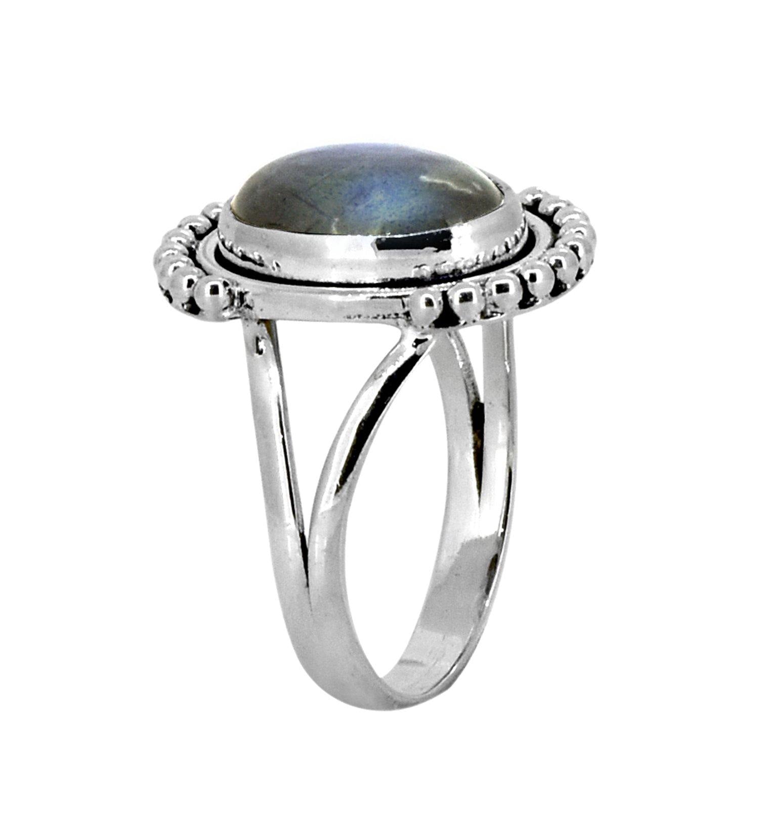 Labradorite Solid 925 Sterling Silver Split Shank Ring Jewelry - YoTreasure