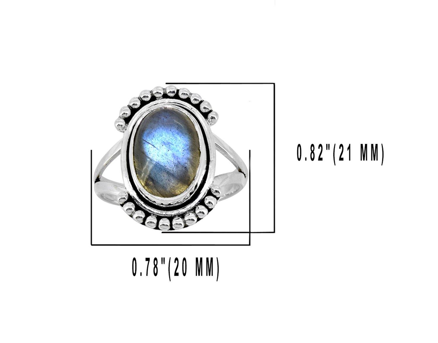 Labradorite Solid 925 Sterling Silver Split Shank Ring Jewelry - YoTreasure