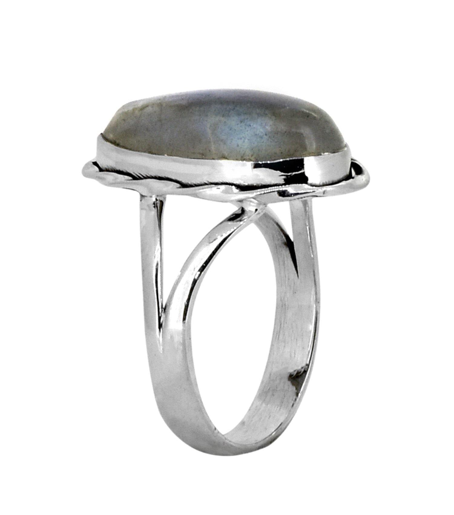 Labradorite Solid 925 Sterling Silver Split Shank Ring Jewelry - YoTreasure