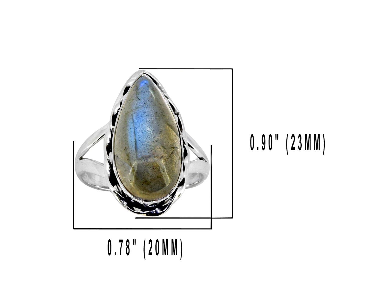 Labradorite Solid 925 Sterling Silver Split Shank Ring Jewelry - YoTreasure