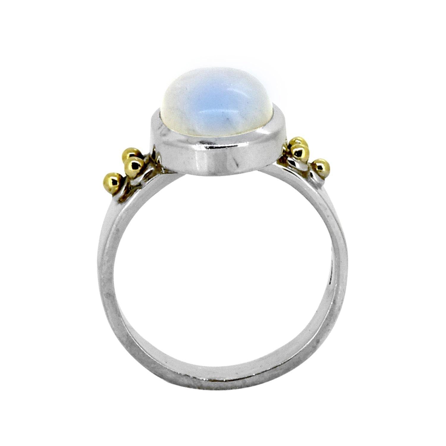 10x12 MM Moonstone Solitaire Ring 925 Sterling Silver With Brass Accents - YoTreasure