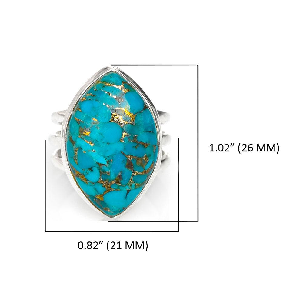 Blue Copper Turquoise Solid 925 Sterling Silver Split Shank Ring Jewelry - YoTreasure