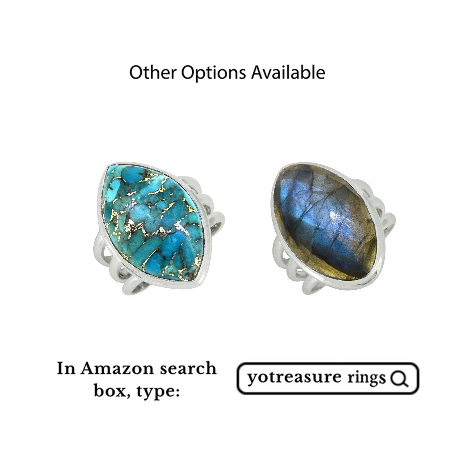 Blue Copper Turquoise Solid 925 Sterling Silver Split Shank Ring Jewelry - YoTreasure