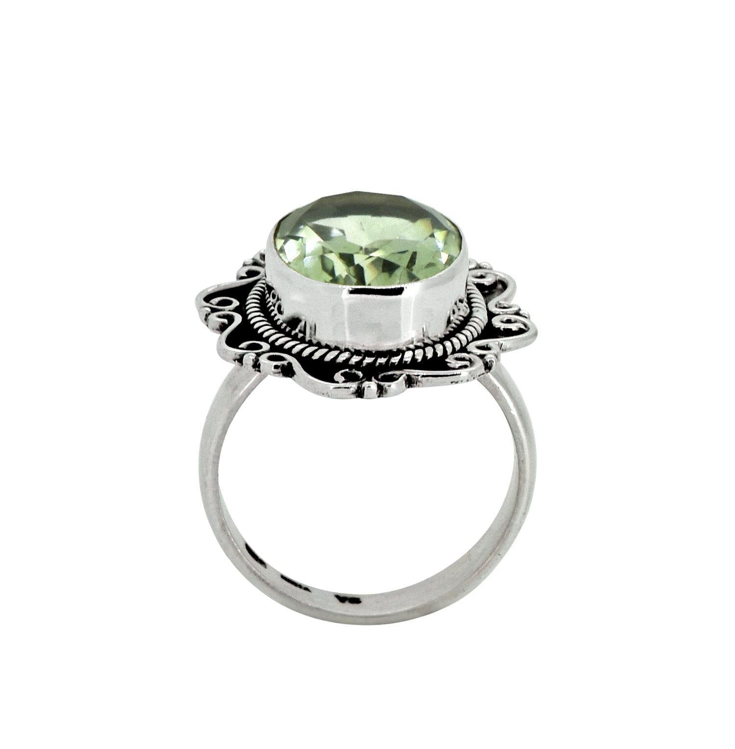 Green Amethyst Solid 925 Sterling Silver Designer Ring Jewelry - YoTreasure