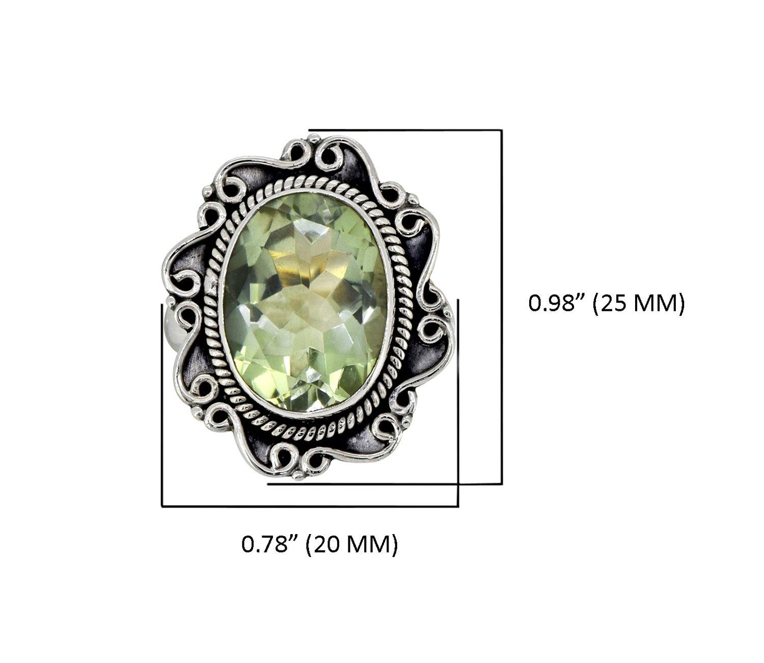 Green Amethyst Solid 925 Sterling Silver Designer Ring Jewelry - YoTreasure