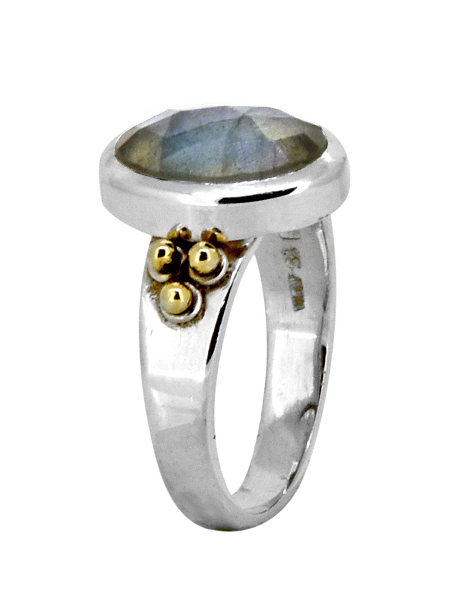 Labradorite Solid 925 Sterling Silver Brass Ring Jewelry - YoTreasure