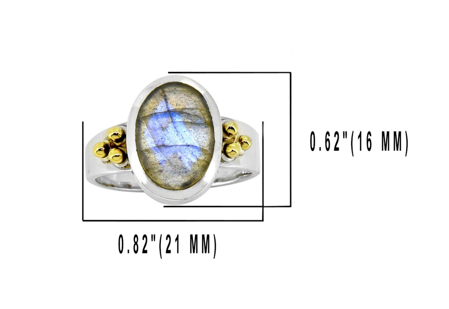 Labradorite Solid 925 Sterling Silver Brass Ring Jewelry - YoTreasure