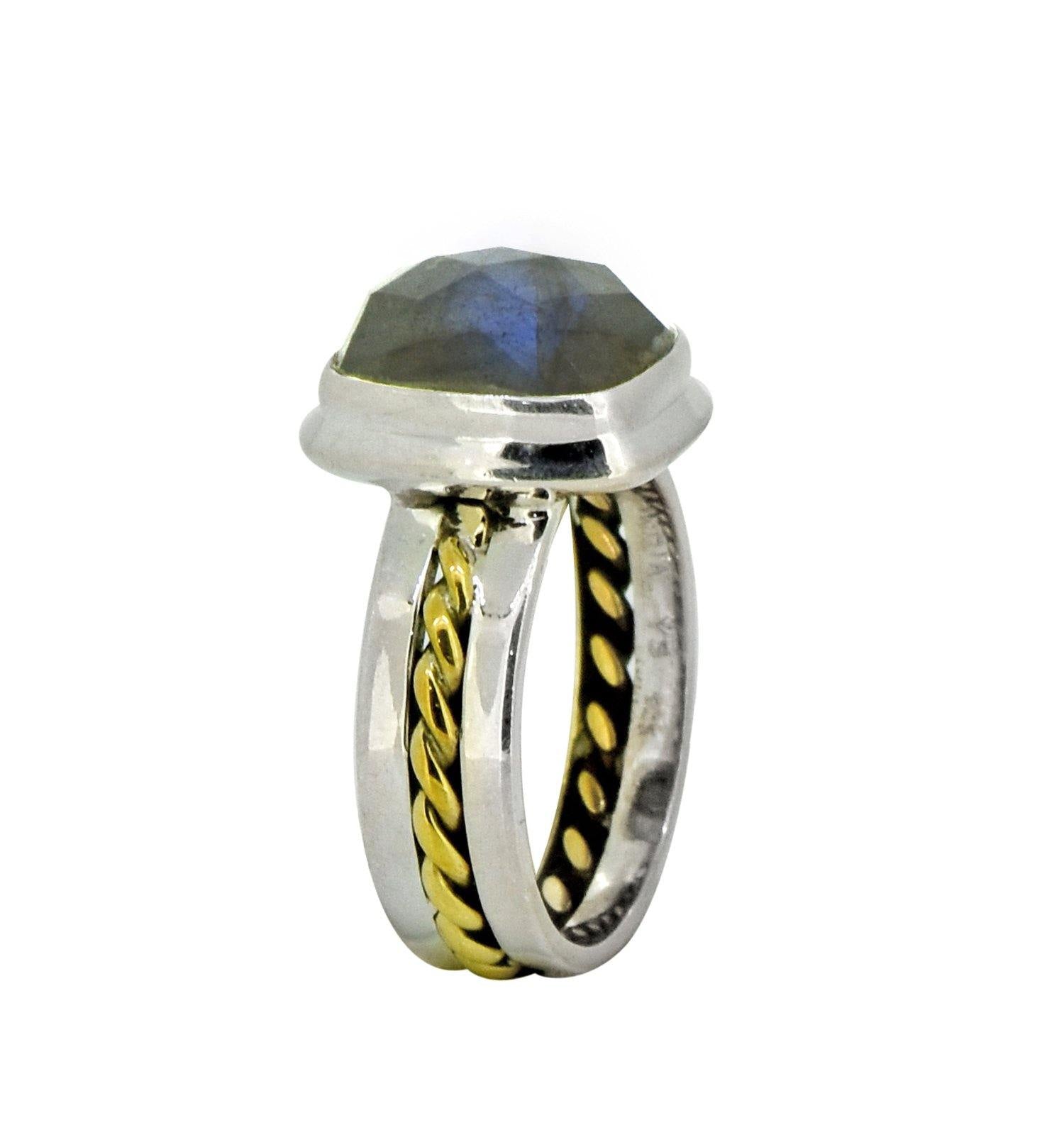 Labradorite Solid 925 Sterling Silver Brass Ring Jewelry - YoTreasure