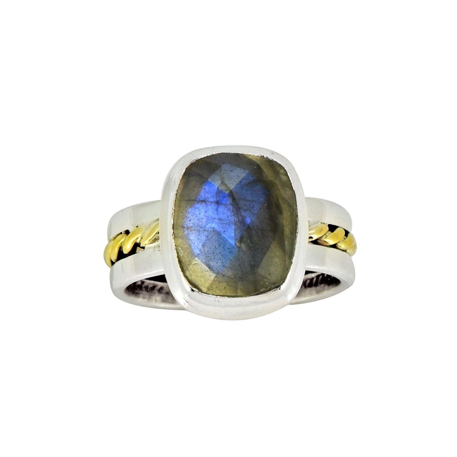 Labradorite Solid 925 Sterling Silver Brass Ring Jewelry - YoTreasure