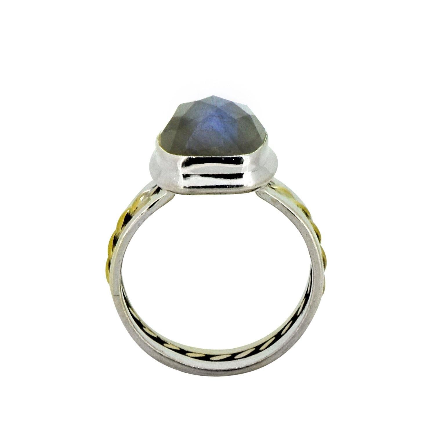 Labradorite Solid 925 Sterling Silver Brass Ring Jewelry - YoTreasure