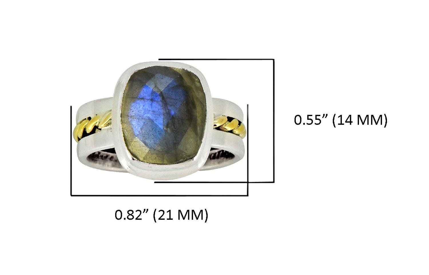 Labradorite Solid 925 Sterling Silver Brass Ring Jewelry - YoTreasure