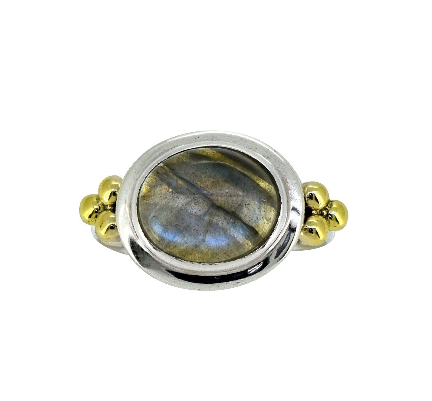 Labradorite Solid 925 Sterling Silver Brass Ring Jewelry - YoTreasure