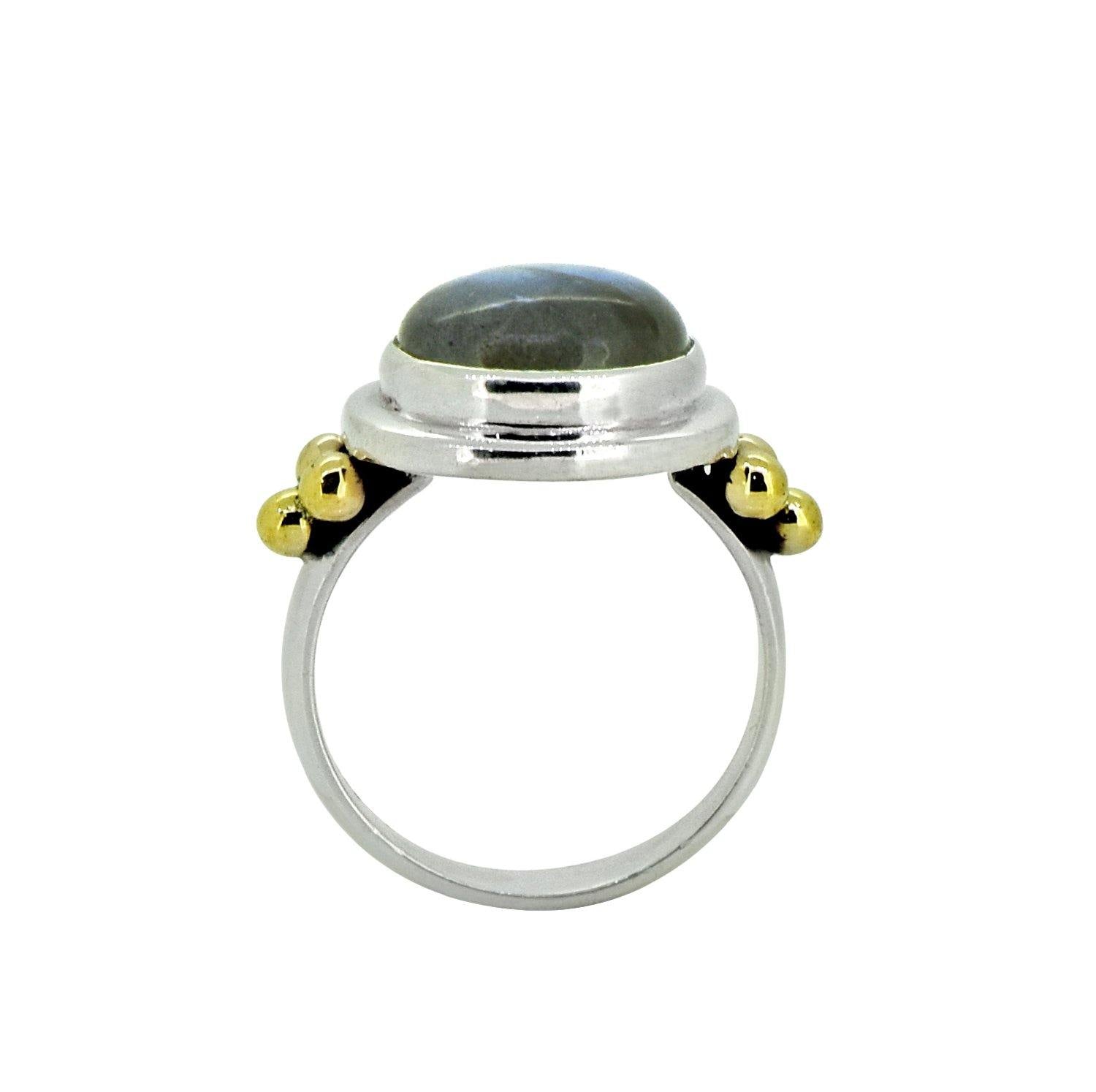 Labradorite Solid 925 Sterling Silver Brass Ring Jewelry - YoTreasure